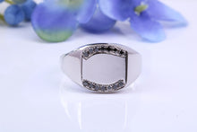 Load image into Gallery viewer, Natural Black Diamonds set Heavy and Chunky Signet Ring, Solid Cast Silver