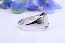 Load image into Gallery viewer, Natural Black Diamonds set Heavy and Chunky Signet Ring, Solid Cast Silver