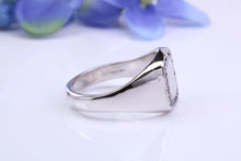 Load image into Gallery viewer, Natural Black Diamonds set Heavy and Chunky Signet Ring, Solid Cast Silver