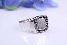 Load image into Gallery viewer, Natural Black Diamonds set Heavy and Chunky Signet Ring, Solid Cast Silver