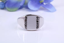 Load image into Gallery viewer, Natural Black Diamonds set Heavy and Chunky Signet Ring, Solid Cast Silver