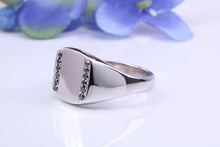 Load image into Gallery viewer, Natural Black Diamonds set Heavy and Chunky Signet Ring, Solid Cast Silver