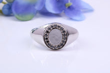 Load image into Gallery viewer, Natural Black Diamonds set Oval Face Heavy and Chunky Signet Ring, Solid Cast Silver