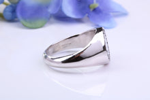 Load image into Gallery viewer, Natural Black Diamonds set Oval Face Heavy and Chunky Signet Ring, Solid Cast Silver