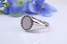 Load image into Gallery viewer, Natural Black Diamonds set Round Face Heavy and Chunky Signet Ring, Solid Cast Silver