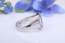 Load image into Gallery viewer, Natural Black Diamonds set Round Face Heavy and Chunky Signet Ring, Solid Cast Silver