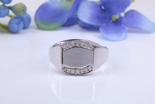 Load image into Gallery viewer, Diamonds set Heavy and Chunky Signet Ring, Solid Cast Silver