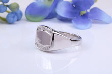 Load image into Gallery viewer, Diamonds set Heavy and Chunky Signet Ring, Solid Cast Silver