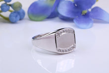 Load image into Gallery viewer, Diamonds set Heavy and Chunky Signet Ring, Solid Cast Silver