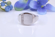 Load image into Gallery viewer, Diamonds set Heavy and Chunky Signet Ring, Solid Cast Silver