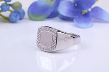 Load image into Gallery viewer, Diamonds set Heavy and Chunky Signet Ring, Solid Cast Silver