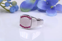 Load image into Gallery viewer, Natural Rubies set Heavy and Chunky Signet Ring, Solid Cast Silver