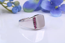 Load image into Gallery viewer, Natural Rubies set Heavy and Chunky Signet Ring, Solid Cast Silver