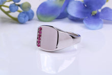 Load image into Gallery viewer, Natural Rubies set Heavy and Chunky Signet Ring, Solid Cast Silver