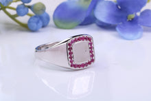 Load image into Gallery viewer, Natural Rubies set Heavy and Chunky Signet Ring, Solid Cast Silver