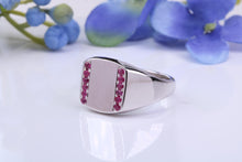 Load image into Gallery viewer, Natural Rubies set Heavy and Chunky Signet Ring, Solid Cast Silver