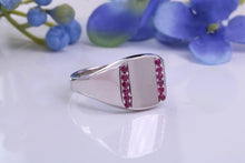 Load image into Gallery viewer, Natural Rubies set Heavy and Chunky Signet Ring, Solid Cast Silver
