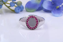Load image into Gallery viewer, Oval Face Natural Rubies set Heavy and Chunky Signet Ring, Solid Cast Silver