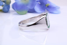 Load image into Gallery viewer, Natural Emeralds set Signet Ring, Made From Solid Cast Silver, British Hallmarked