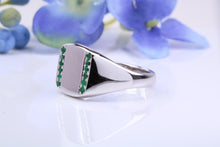 Load image into Gallery viewer, Natural Emeralds set Signet Ring, Made From Solid Cast Silver, British Hallmarked
