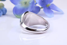 Load image into Gallery viewer, Natural Emeralds set Oval Face Signet Ring, Made From Solid Cast Silver, British Hallmarked