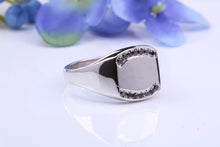 Load image into Gallery viewer, Natural Black Diamonds set Heavy and Chunky Signet Ring, Solid Cast Silver