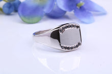 Load image into Gallery viewer, Natural Black Diamonds set Heavy and Chunky Signet Ring, Solid Cast Silver