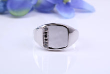 Load image into Gallery viewer, Natural Black Diamonds set Heavy and Chunky Signet Ring, Solid Cast Silver