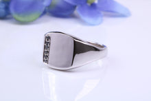 Load image into Gallery viewer, Natural Black Diamonds set Heavy and Chunky Signet Ring, Solid Cast Silver
