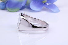 Load image into Gallery viewer, Natural Black Diamonds set Heavy and Chunky Signet Ring, Solid Cast Silver