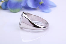 Load image into Gallery viewer, Natural Black Diamonds set Oval Face Heavy and Chunky Signet Ring, Solid Cast Silver