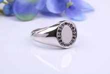 Load image into Gallery viewer, Natural Black Diamonds set Oval Face Heavy and Chunky Signet Ring, Solid Cast Silver