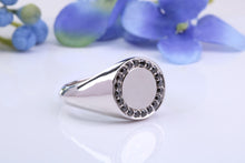 Load image into Gallery viewer, Natural Black Diamonds set Round Face Heavy and Chunky Signet Ring, Solid Cast Silver
