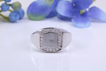 Load image into Gallery viewer, Diamonds set Heavy and Chunky Signet Ring, Solid Cast Silver