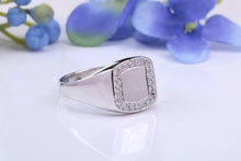 Load image into Gallery viewer, Diamonds set Heavy and Chunky Signet Ring, Solid Cast Silver