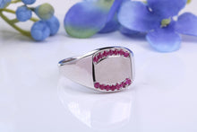 Load image into Gallery viewer, Natural Rubies set Heavy and Chunky Signet Ring, Solid Cast Silver
