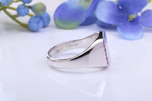 Load image into Gallery viewer, Natural Rubies set Heavy and Chunky Signet Ring, Solid Cast Silver