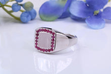 Load image into Gallery viewer, Natural Rubies set Heavy and Chunky Signet Ring, Solid Cast Silver