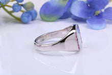 Load image into Gallery viewer, Natural Rubies set Heavy and Chunky Signet Ring, Solid Cast Silver