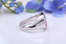 Load image into Gallery viewer, Round Face Natural Rubies set Heavy and Chunky Signet Ring, Solid Cast Silver