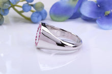 Load image into Gallery viewer, Oval Face Natural Rubies set Heavy and Chunky Signet Ring, Solid Cast Silver