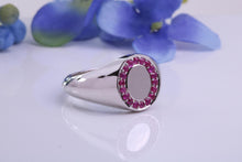 Load image into Gallery viewer, Oval Face Natural Rubies set Heavy and Chunky Signet Ring, Solid Cast Silver