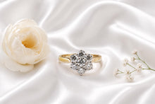 Load image into Gallery viewer, Beautiful Two carat Diamond Cluster set Yellow Gold Ring