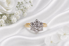 Load image into Gallery viewer, Beautiful Two carat Diamond Cluster set Yellow Gold Ring