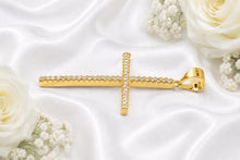 Load image into Gallery viewer, 50 mm Long Half carat Diamond set Cross, Choice of Solid Yellow or White Gold