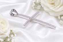 Load image into Gallery viewer, 50 mm Long Half carat Diamond set Cross, Choice of Solid Yellow or White Gold