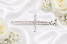 Load image into Gallery viewer, 50 mm Long Half carat Diamond set Cross, Choice of Solid Yellow or White Gold