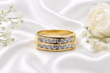 Load image into Gallery viewer, Half carat two row Lab Diamonds set Yellow Gold Ring