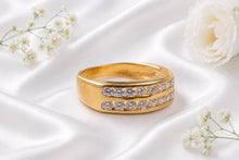Load image into Gallery viewer, Half carat two row Lab Diamonds set Yellow Gold Ring