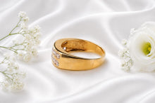 Load image into Gallery viewer, Half carat two row Lab Diamonds set Yellow Gold Ring